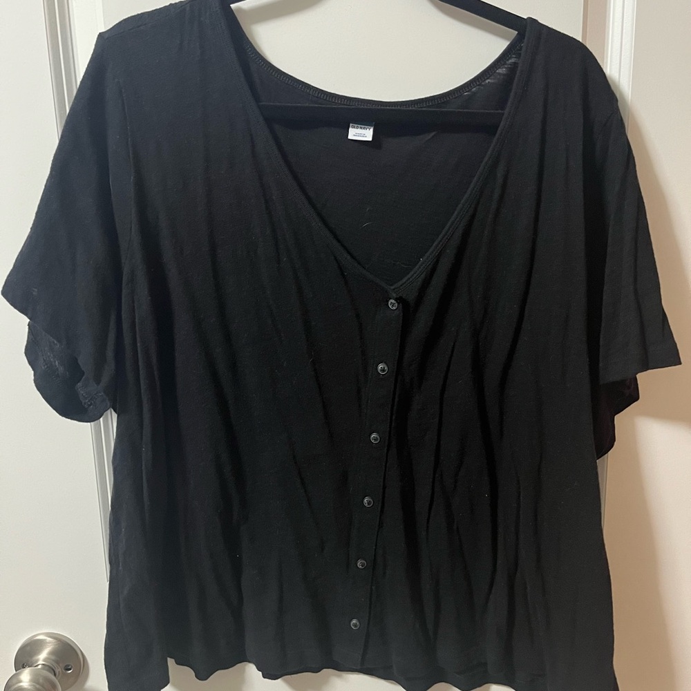 Old Navy Black Boxy Button Down Shirt